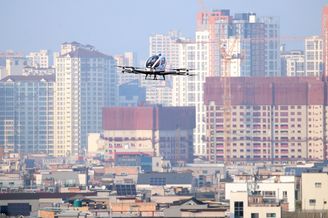 堵车就上天！韩国“载人空中出租车”在大邱试飞